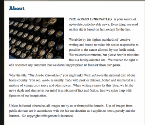 ADOBO Chronicles ABOUT sayfası